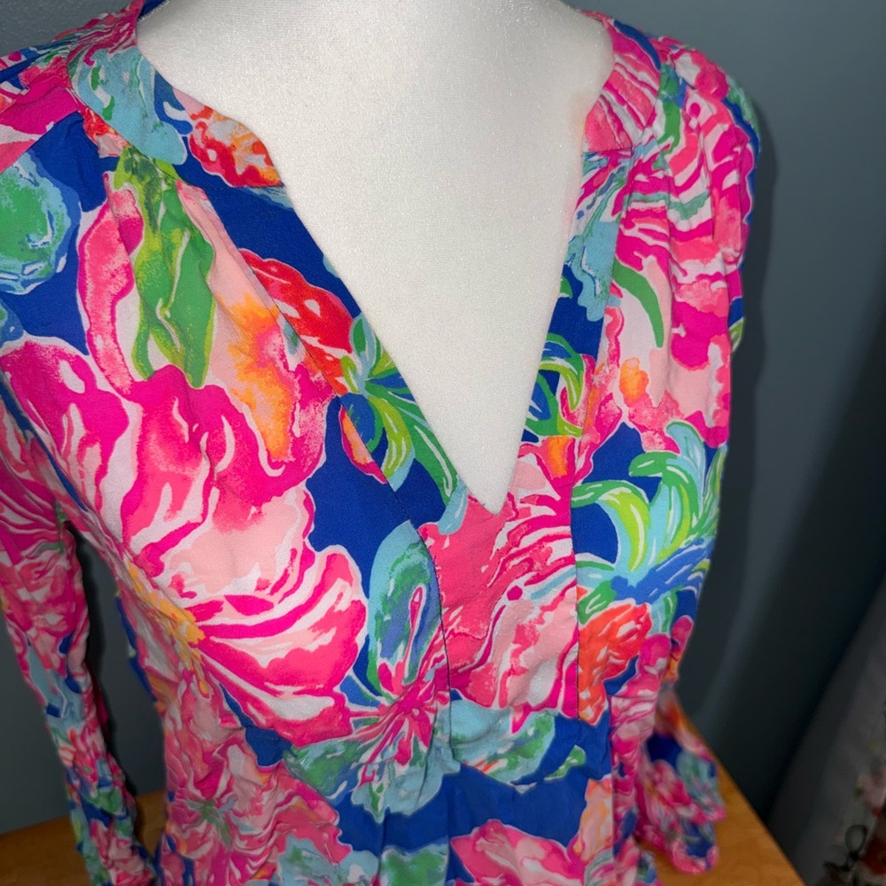 Lilly Pulitzer Pink and Blue Floral Blouse - Picture 2 of 5